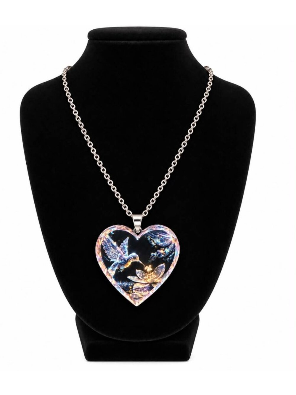 Hummingbird Heart Pendant Necklace